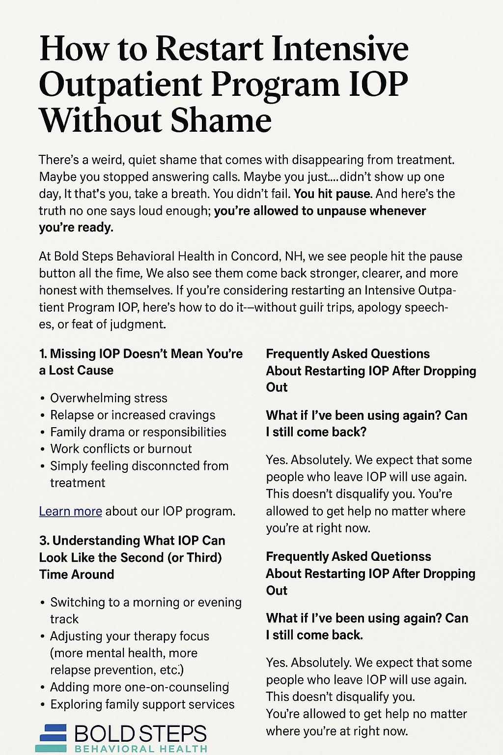 Restart Intensive Outpatient Program IOP in Concord, NH