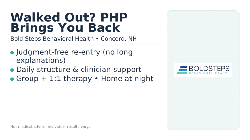 Walked Out of Treatment PHP in Concord, NH Can Help You Return